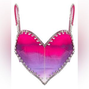 AREA crystal-embellished heart-shape top, size 4 (NWT)